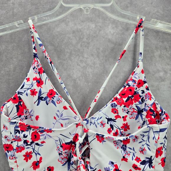 White Purple Floral Crisscross String Padded Swimwear Bikini Top L Large - Picture 5 of 7